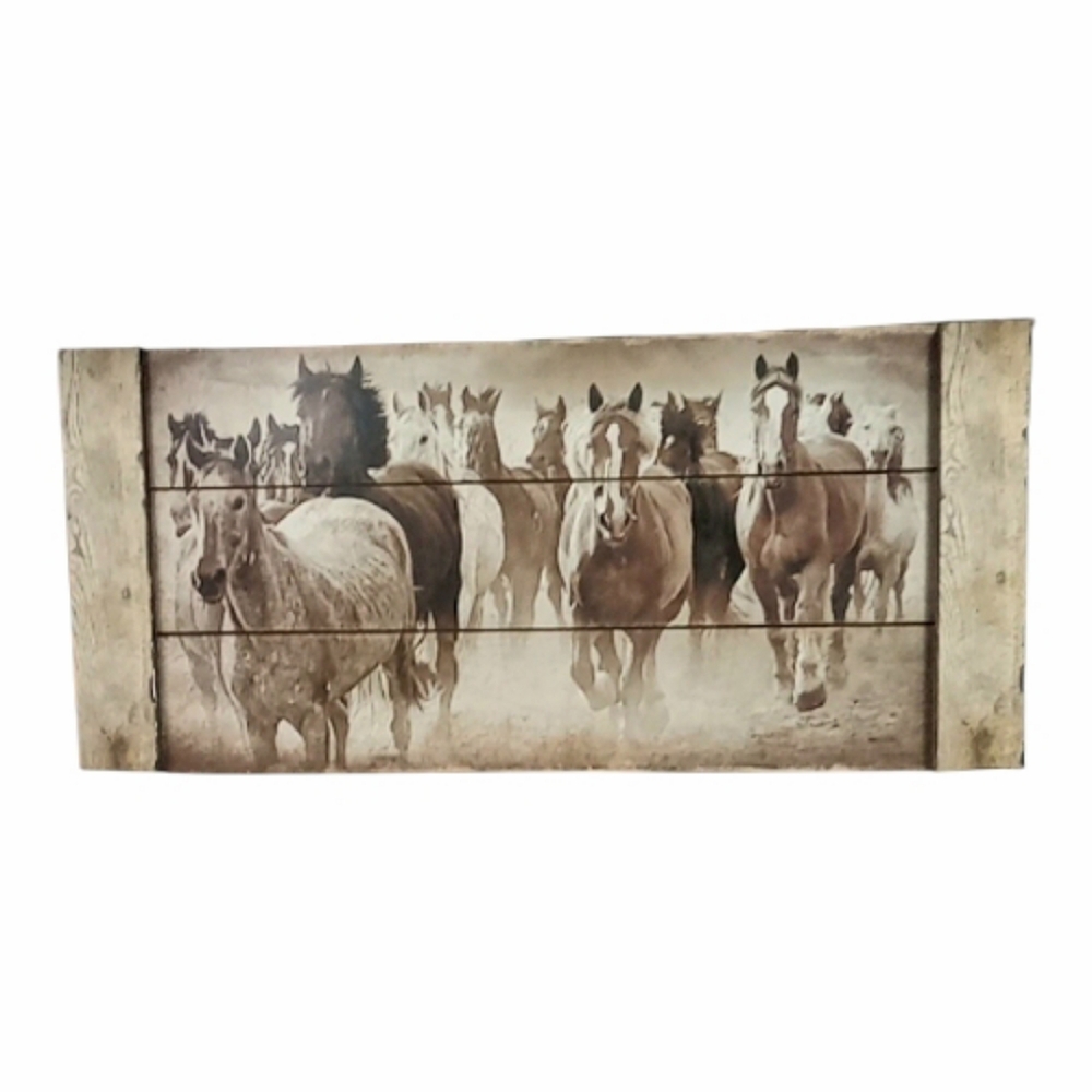 Hobby Lobby Running Horses Rustic Wood Wall Hanging